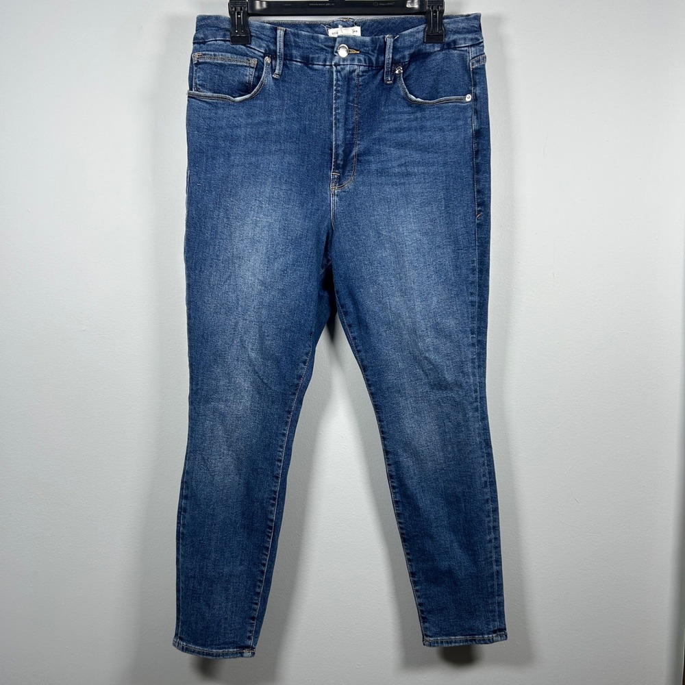 Good American Good Legs Crop Skinny Jeans Women's 15 Blue High Rise Stretch